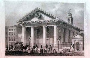 St. Pauls, Covent Garden, illustration for Metropolitan Improvements by the artist, pub. 1827 by Thomas Hosmer Shepherd