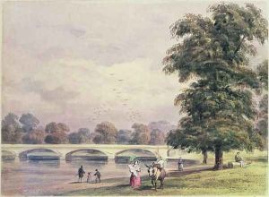 The Bridge between Kensington Gardens and Hyde Park on the Serpentine, 1840 by Thomas Hosmer Shepherd