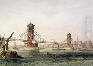 View of Hungerford Bridge from the East, engraved by Jean Jacottet 1806-c.43 1854