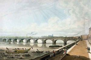 View of Waterloo Bridge from the East End of Somerset House Terrace by Thomas Hosmer Shepherd