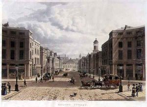 Regent Street, from Piccadilly, engraved by J. Bluck fl.1791-1831, pub. 1822 by Ackermanns Repository of Arts by Thomas Hosmer Shepherd