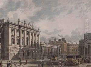 A View of the Bank of England, engraved by Daniel Havell 1785-1826, pub. 1816 by Ackermanns Repository of Arts by Thomas Hosmer Shepherd