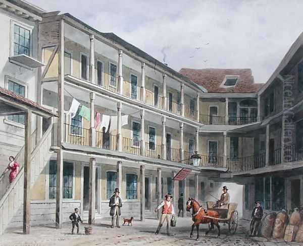 View of Blue Boar Inn yard, no.30 Aldgate, c.1850 - view 1