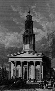St. Pancrass Church, West Front, engraved by James Tingle 1827