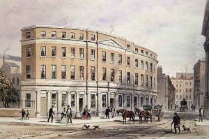 New Houses at Entrance of Gresham St, 1851 by Thomas Hosmer Shepherd