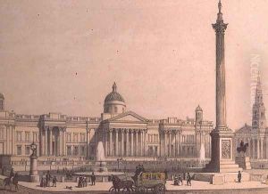 The National Gallery with Nelsons Column by Thomas Hosmer Shepherd