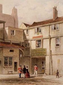 The celebrated canteen in the Tower - called The Stone Kitchen - pulled down 1827 by Thomas Hosmer Shepherd