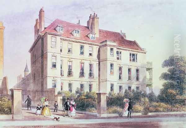 Entrance to Queen Square from the Park, with a view of Jeremy Benthams House, 1851 - view 1
