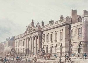 East India House, engraved by Joseph Constantine Stadler fl.1780-1812, pub. by Ackermanns Repository of Arts East India House, engraved by Joseph Constantine Stadler fl.1780-1812, pub. by Ackermanns Repository of Arts