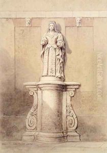 Statue of Queen Anne at the East End of Queen Square, 1851 by Thomas Hosmer Shepherd