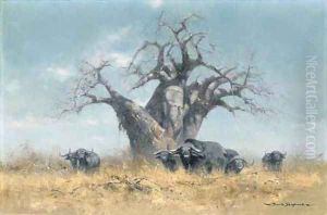 Buffalo and the Baobab tree by Thomas Hosmer Shepherd