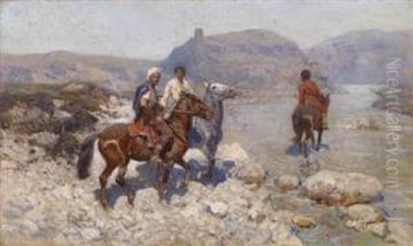 Circassian Horsemen Crossing A Ford - view 1