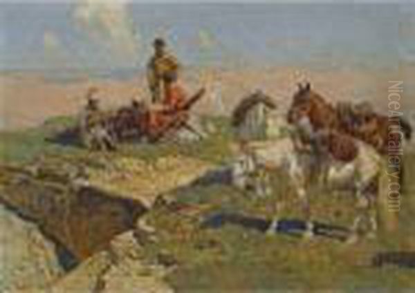 Caucasian Riders At Rest - view 1