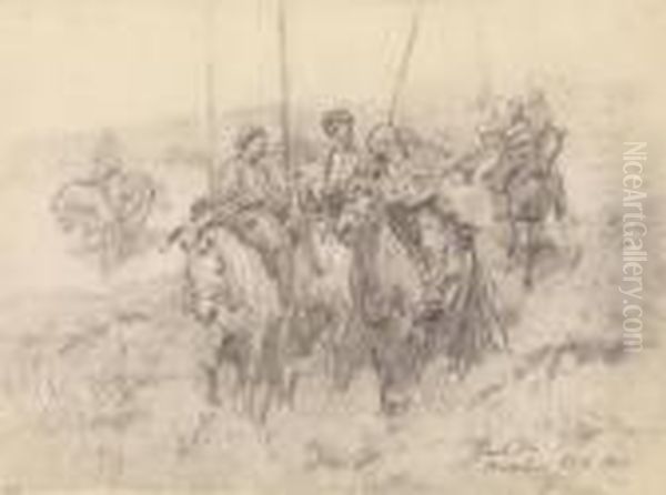 Circassian Horsemenin Battle - view 1