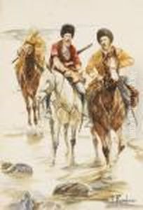 Kaukasische Reiter by Franz Roubaud