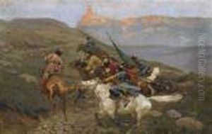 Circassian Riders by Franz Roubaud