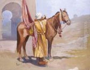 Cavalier Et Son Cheval by Franz Roubaud