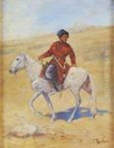 Cosaque Sur Un Cheval Blanc by Franz Roubaud