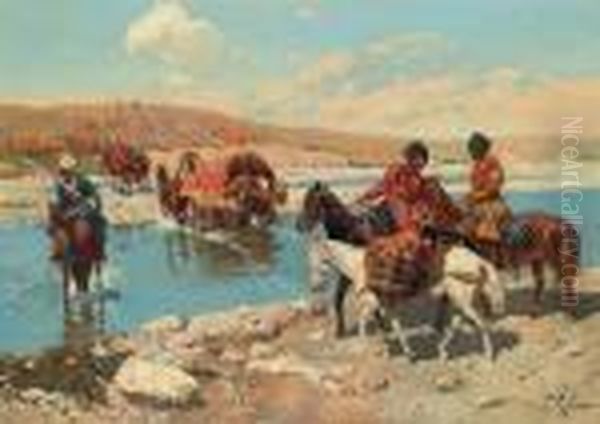 Cherkesses Crossing A River - view 1