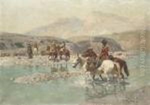 Cossacks Crossing A River by Franz Roubaud