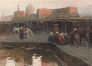 Caravanserai By Gur-e Amir In Samarkand by Franz Roubaud