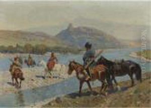 Cossacks Crossing The River by Franz Roubaud