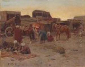 Evening Falls At The Camp by Franz Roubaud