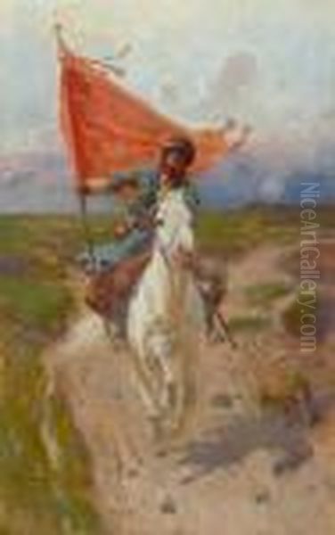 Standard Bearer On Horseback - view 1