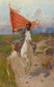 Standard Bearer On Horseback by Franz Roubaud