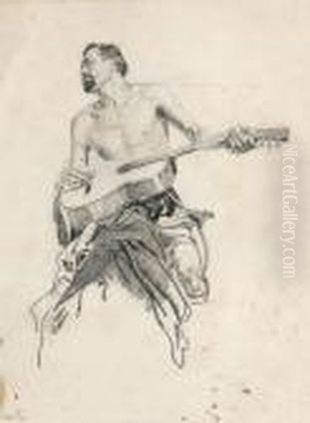 Rider With Mandolin. Study - view 1