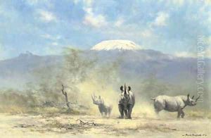 Rhino in the shadow of Mount Kilimanjaro