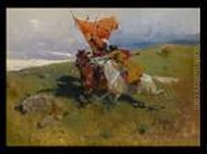 Tscherkessenreiter In Der Steppe by Franz Roubaud