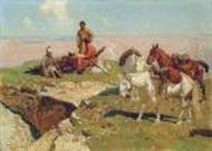 Caucasian Riders by Franz Roubaud