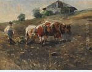 Ploughing With Oxen by Franz Roubaud