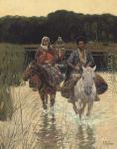 A Cherkesse Family Fording A River - view 1