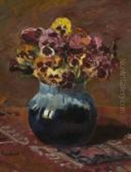 Stiefmutterchen In Blauer Vase. - view 1