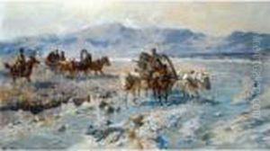 Tsar Alexander Iii Travelling Through The Caucasus by Franz Roubaud