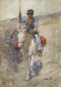 Kaukasischer Reiter. by Franz Roubaud