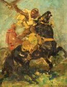 Arab Horsemen Hunting With A Falcon by Henri Julien Rousseau
