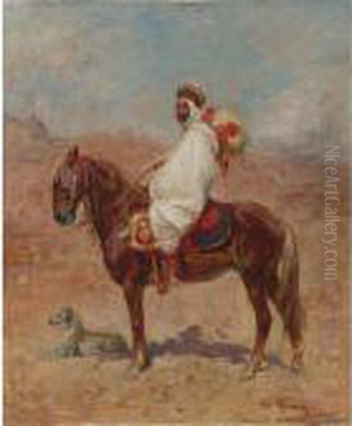 Arab Horseman With Hound - view 1