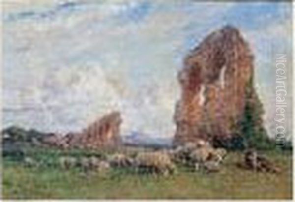 Berger Et Son Troupeau, Pres Des Ruines D'un Aqueduc Romain - view 1