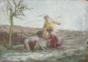 Le Faune Et Les Deux Nymphs by Ker Xavier Roussel