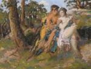 Faune Et Nymphe Dans Un Paysage by Ker Xavier Roussel