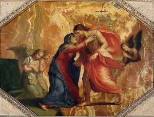Jesus Christ Receiving the Virgin in Heaven by Jacques Stella