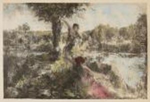 Deux Nymphes Au Bord D'un Etang by Ker Xavier Roussel