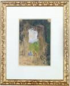 Landscape Seen From A Grotto, With Overhanging Vegetation by Ker Xavier Roussel