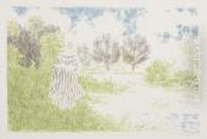 Paysage Avec Femme En Robe A Rayures by Ker Xavier Roussel