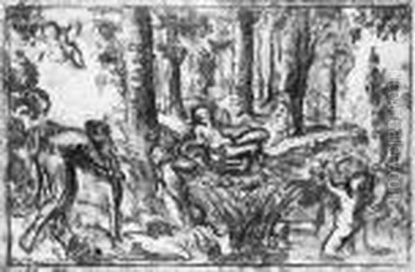 Sous-bois Avec Des Nymphes Au Bain - view 1