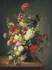 A Still Life of Roses, Tulips, Peonies by Simon Saint-Jean