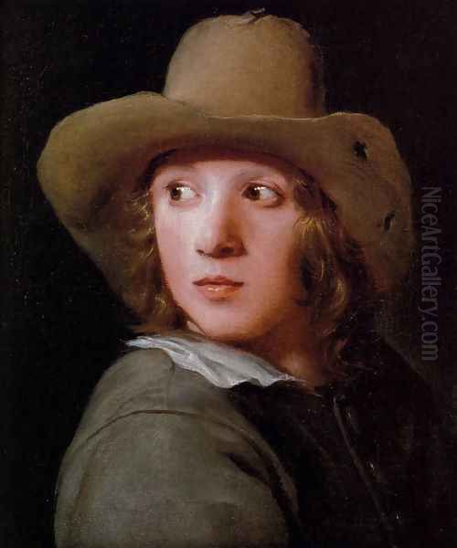 A Portrait Of A Young Man Wearing A Brown Hat - view 1